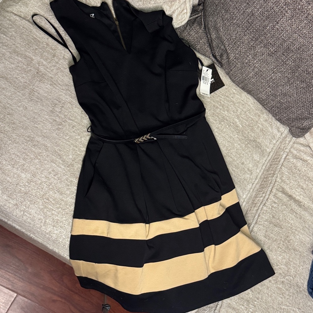 IZ BYER Elegant a-line Black and Tan Women's Dress size 9
